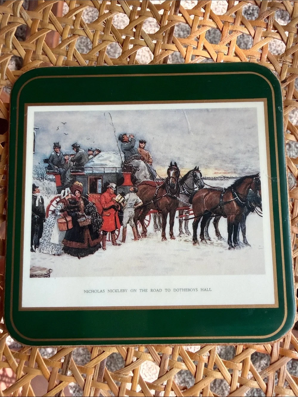 Vintage Pimpernel Cork Coasters with Dickensian Scenes